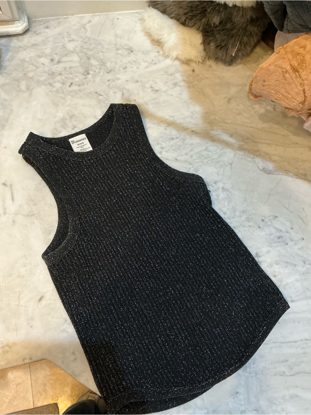 No Boundaries Black Sparkle Ribbed Tank